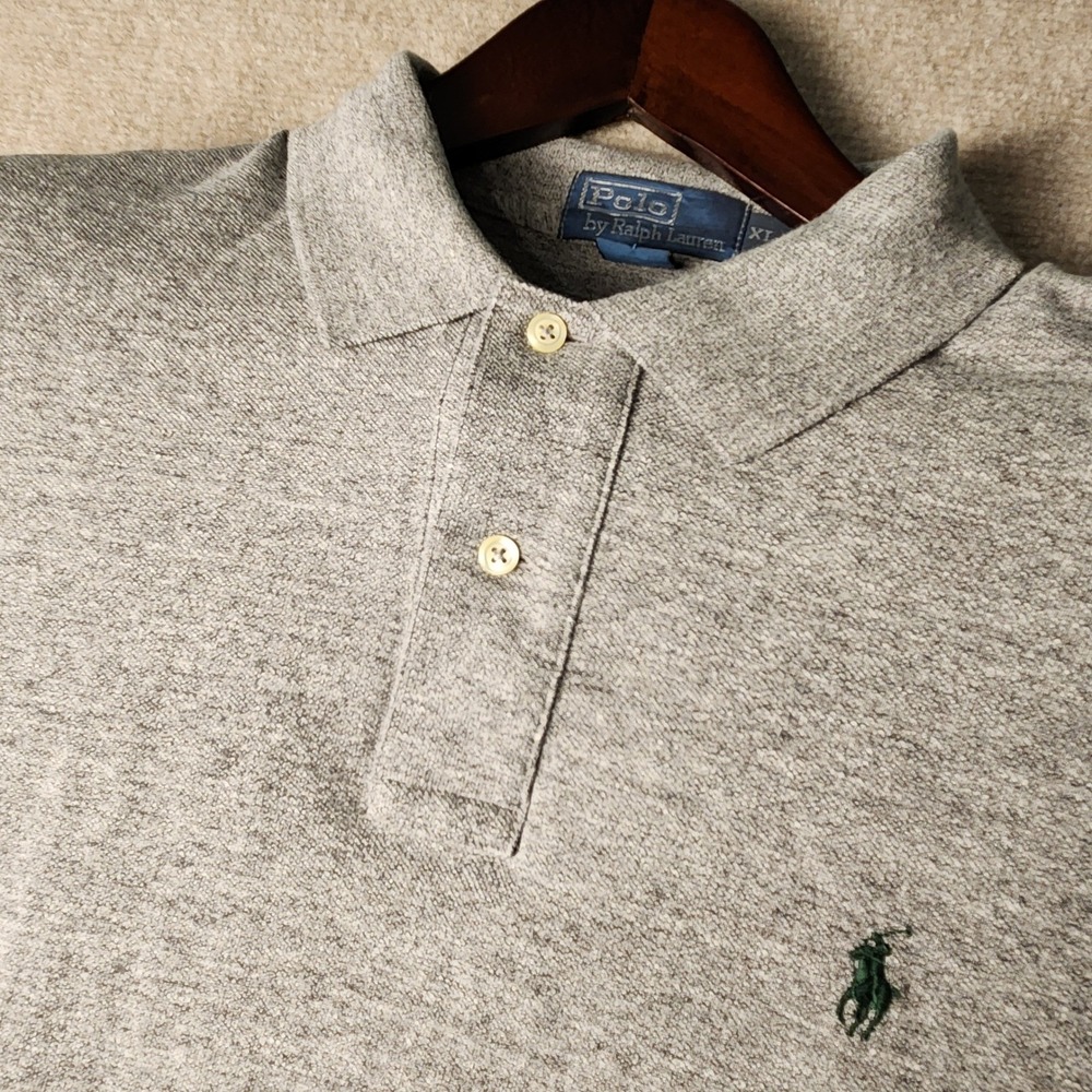 Polo Ralph Lauren Polo Shirt Men XL Gray‎ Grey Short Sleeve Pique Pony Logo